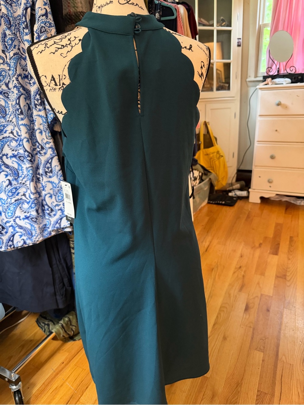BCX Deep Teal Scalloped Halter Cocktail Dress